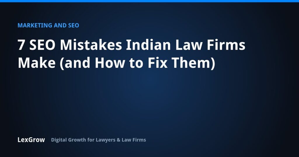 7 SEO Mistakes Indian Law Firms Make (and How to Fix Them) — LexGrow