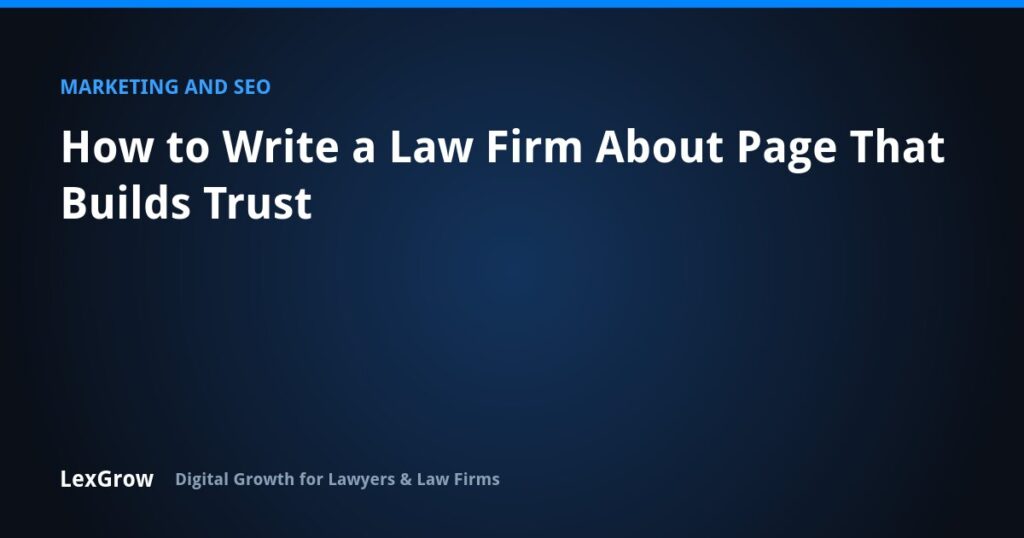 How to Write a Law Firm About Page That Builds Trust — LexGrow