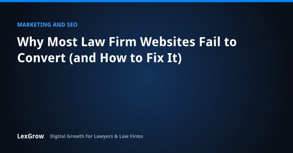 Why Most Law Firm Websites Fail to Convert (and How to Fix It) — LexGrow
